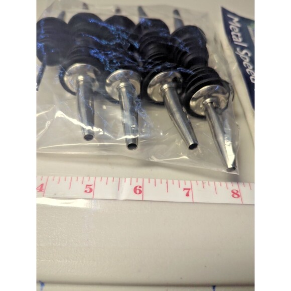 Metal Speed Pourers Set of 9 stainless Steel Finish NEW - Plastic Cork - Picture 3 of 5